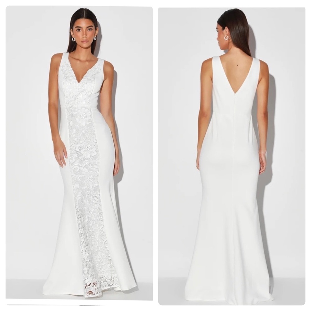 Lulus Everlasting Happiness Ivory Lace Mermaid Maxi Dress